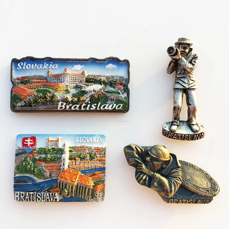 Slovak Fridge Magnets Capital Bratislava Slovakia Landmark Tourist Attractions Decorative Crafts Magnetic refrigerator sticker