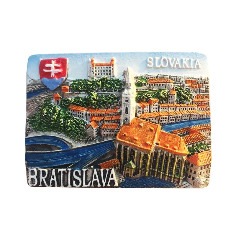 Slovak Fridge Magnets Capital Bratislava Slovakia Landmark Tourist Attractions Decorative Crafts Magnetic refrigerator sticker