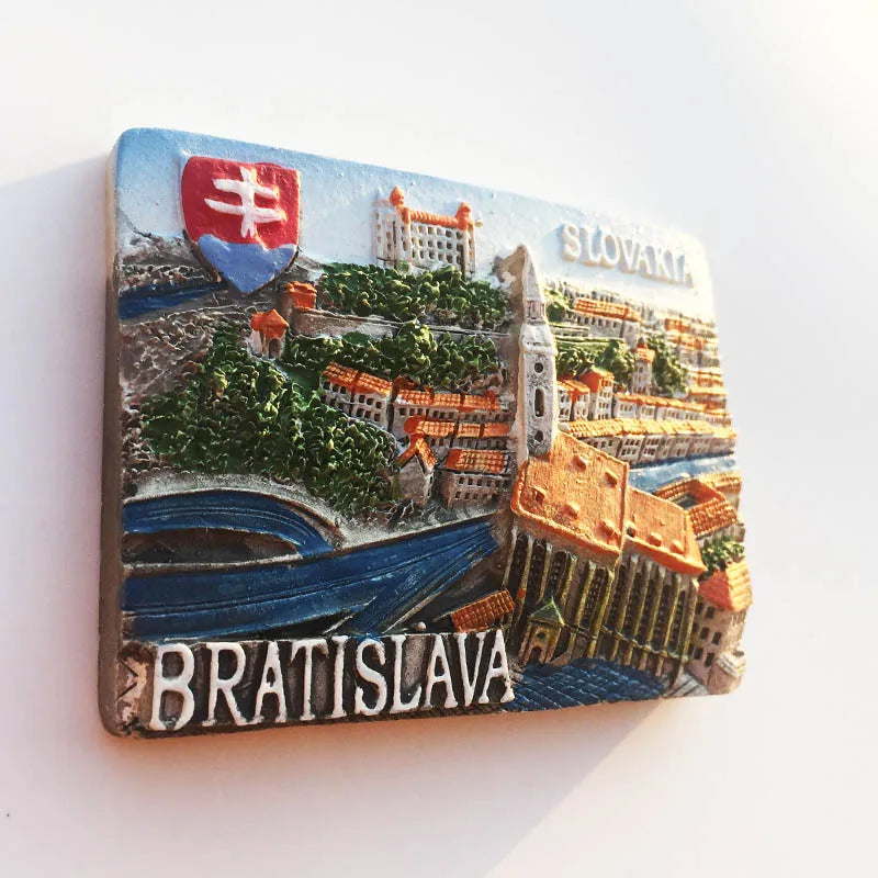 Slovak Fridge Magnets Capital Bratislava Slovakia Landmark Tourist Attractions Decorative Crafts Magnetic refrigerator sticker