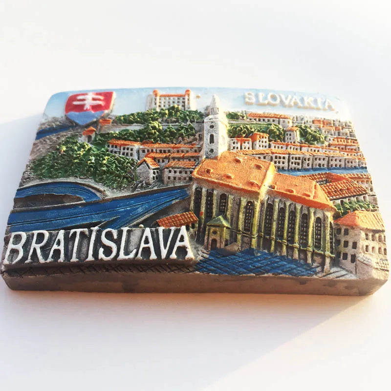 Slovak Fridge Magnets Capital Bratislava Slovakia Landmark Tourist Attractions Decorative Crafts Magnetic refrigerator sticker