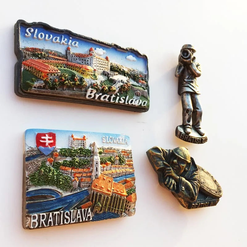 Slovak Fridge Magnets Capital Bratislava Slovakia Landmark Tourist Attractions Decorative Crafts Magnetic refrigerator sticker