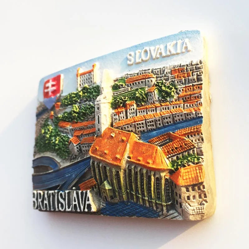 Slovak Fridge Magnets Capital Bratislava Slovakia Landmark Tourist Attractions Decorative Crafts Magnetic refrigerator sticker