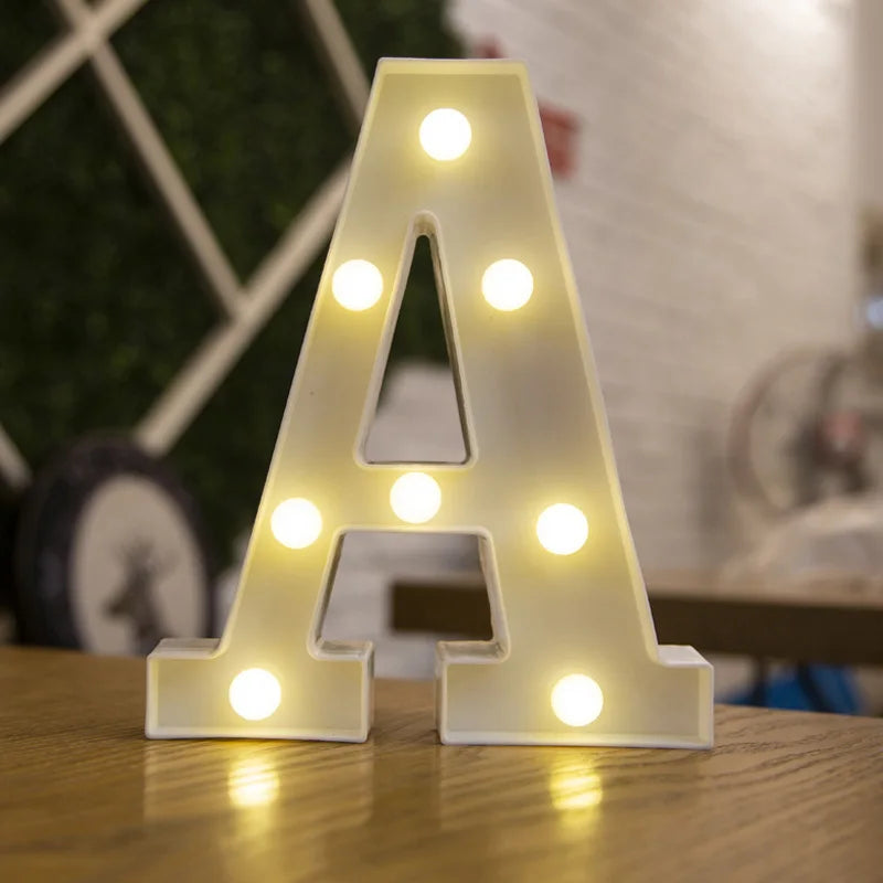 Decorative Letters Alphabet Letter LED Lights Luminous Number Lamp Decoration Battery Night Light Party Baby Bedroom Decoration