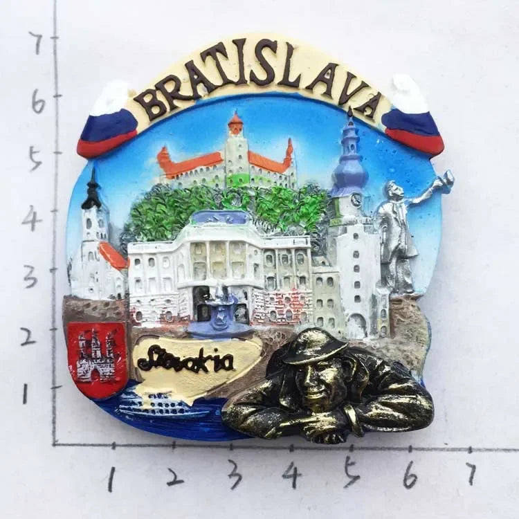 Slovak Fridge Magnets Capital Bratislava Slovakia Landmark Tourist Attractions Decorative Crafts Magnetic refrigerator sticker