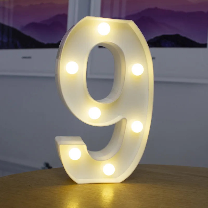 Decorative Letters Alphabet Letter LED Lights Luminous Number Lamp Decoration Battery Night Light Party Baby Bedroom Decoration