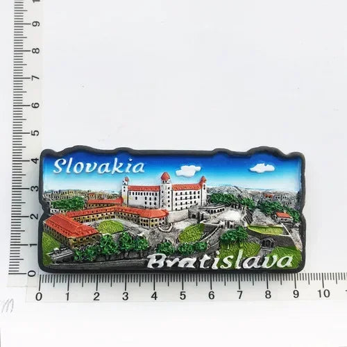 Slovak Fridge Magnets Capital Bratislava Slovakia Landmark Tourist Attractions Decorative Crafts Magnetic refrigerator sticker