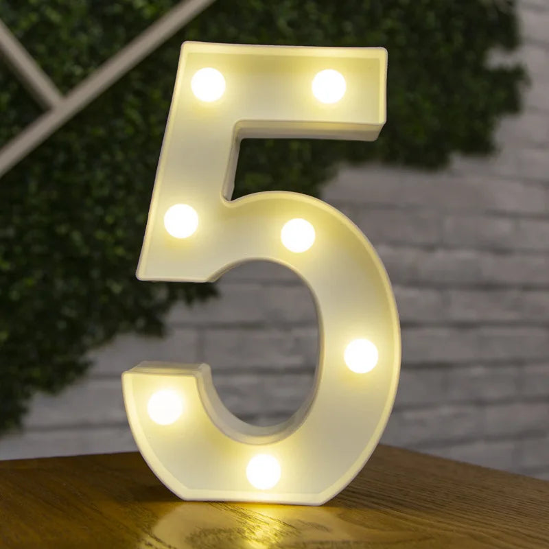 Decorative Letters Alphabet Letter LED Lights Luminous Number Lamp Decoration Battery Night Light Party Baby Bedroom Decoration