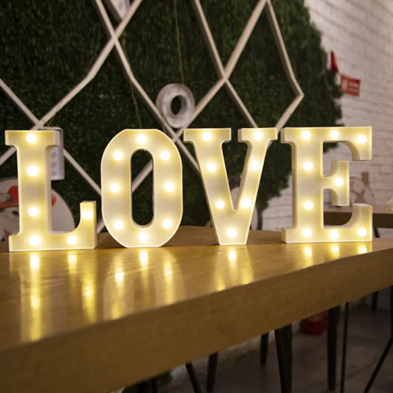 Decorative Letters Alphabet Letter LED Lights Luminous Number Lamp Decoration Battery Night Light Party Baby Bedroom Decoration