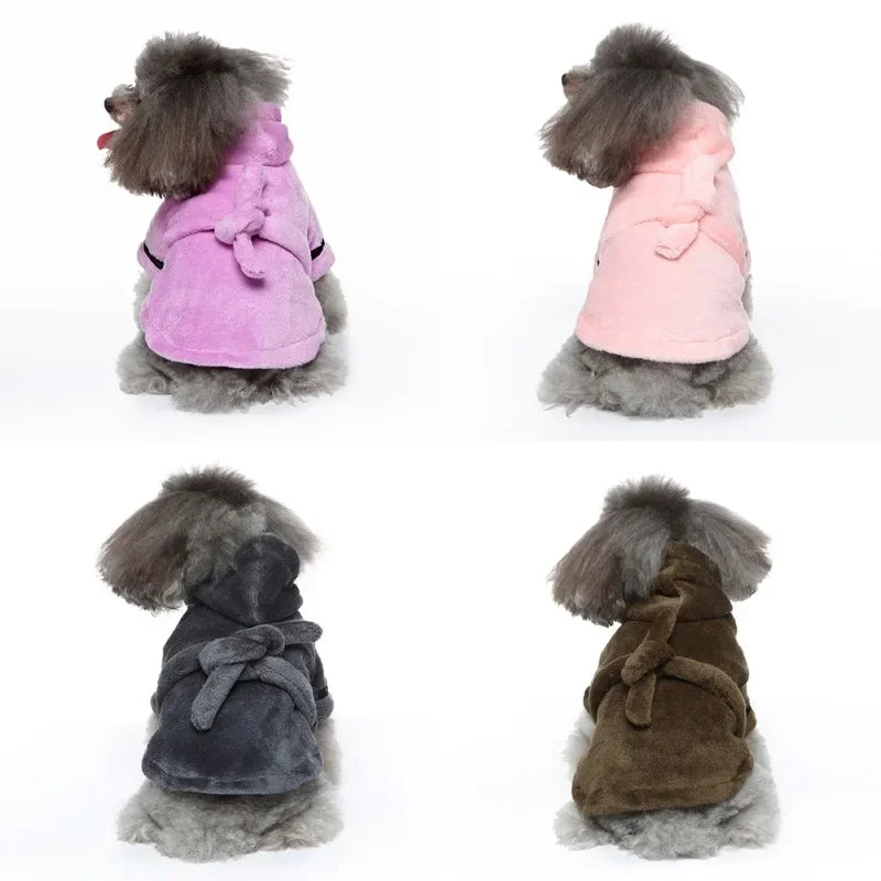 Pet Dog Bathrobe Dog Pajamas Sleeping Clothes Soft Pet Bath Drying Towel Clothes for for Puppy Dogs Cats Pet Nightwear