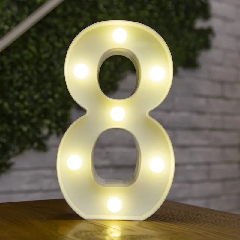 Decorative Letters Alphabet Letter LED Lights Luminous Number Lamp Decoration Battery Night Light Party Baby Bedroom Decoration