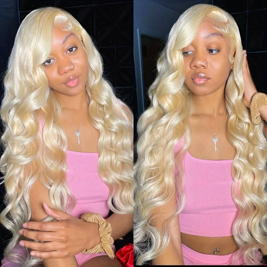 613 Curly Blonde Front Human Hair Body wave HD Transparent 13x4 Lace Frontal Wig Brazilian Hair For Black Women