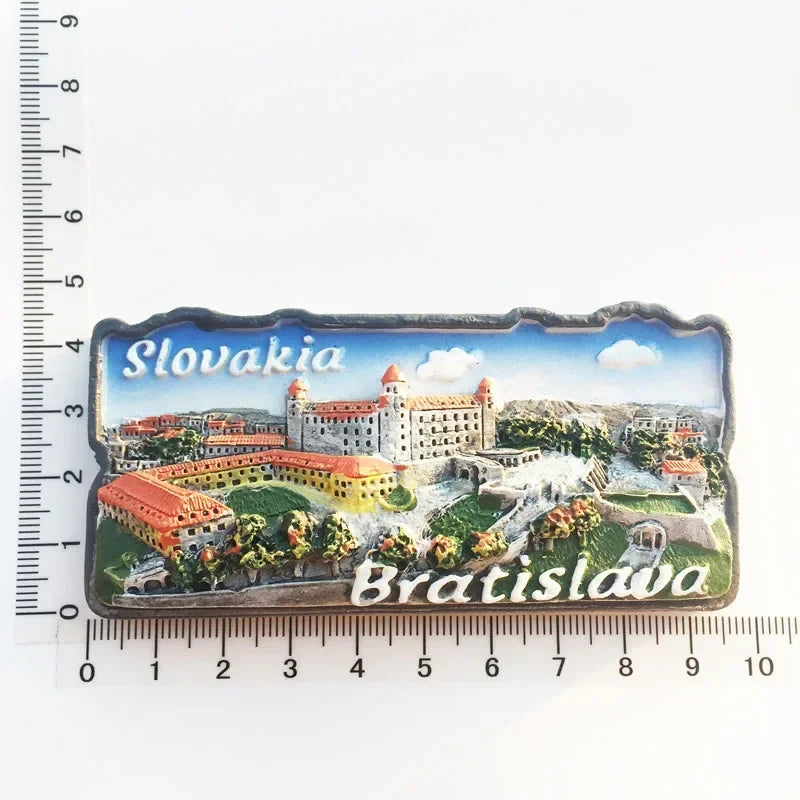 Slovak Fridge Magnets Capital Bratislava Slovakia Landmark Tourist Attractions Decorative Crafts Magnetic refrigerator sticker