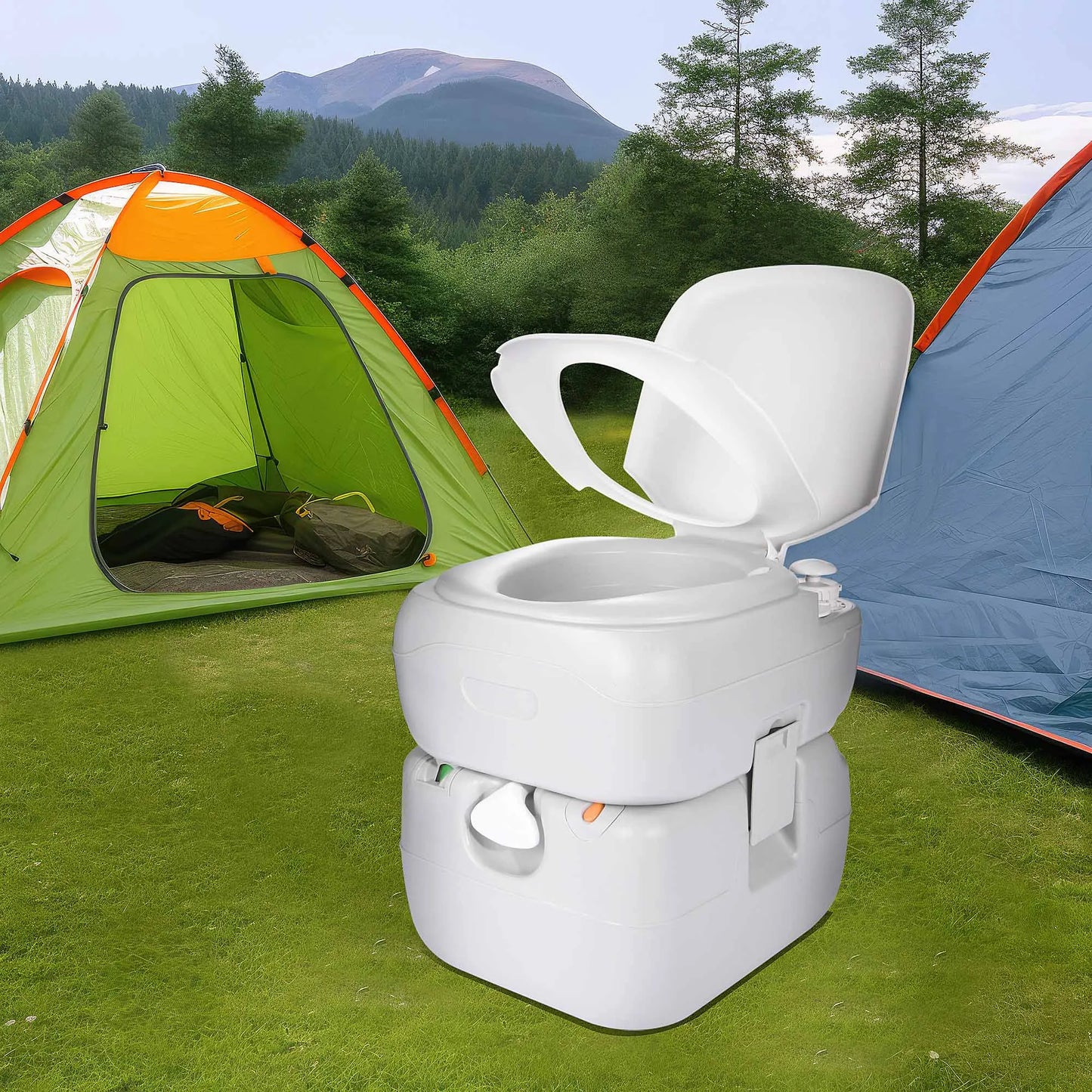 Camping Portable Toilet T-type Water Outlets Caravan Commode Potty