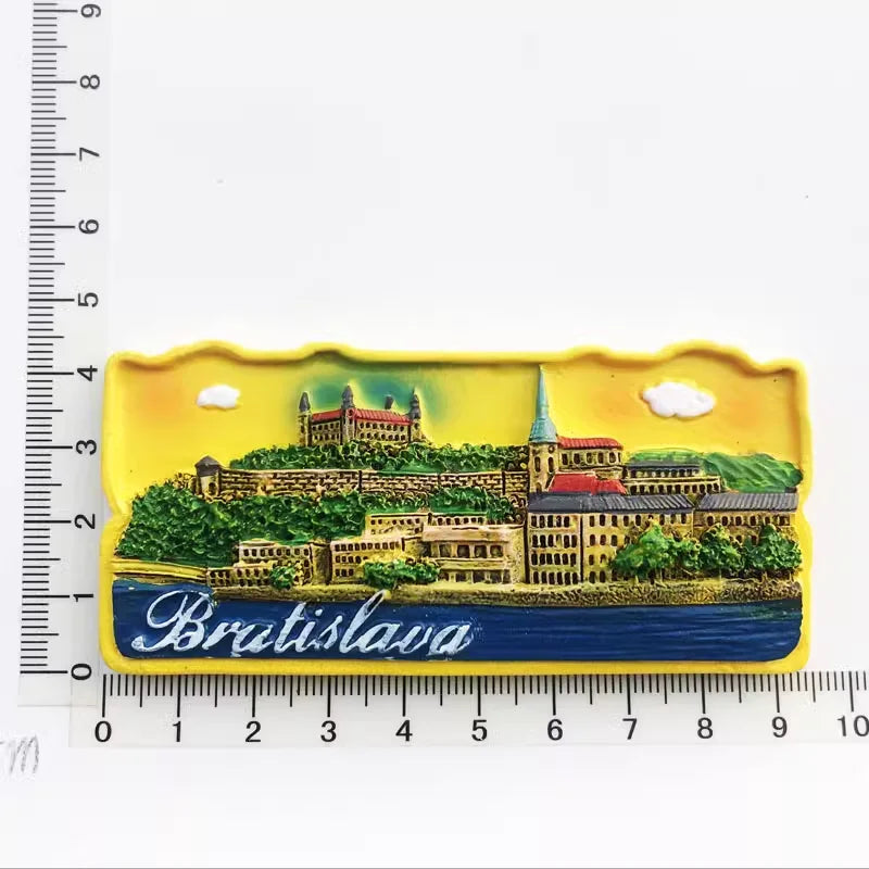 Slovak Fridge Magnets Capital Bratislava Slovakia Landmark Tourist Attractions Decorative Crafts Magnetic refrigerator sticker