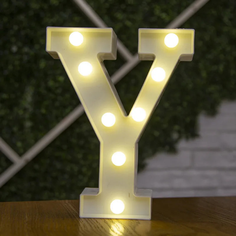 Decorative Letters Alphabet Letter LED Lights Luminous Number Lamp Decoration Battery Night Light Party Baby Bedroom Decoration