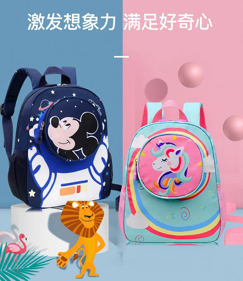 Disney Mickey Children's Anti-lost Small Schoolbag Kindergarten Traction Rope Small Backpack Cartoon Children's Backpack