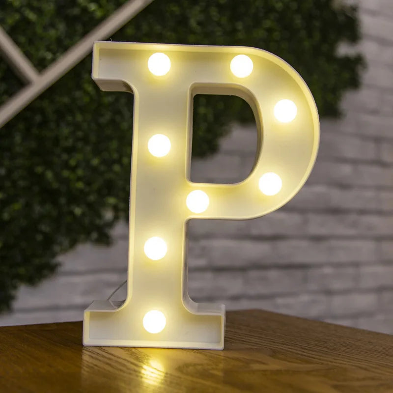 Decorative Letters Alphabet Letter LED Lights Luminous Number Lamp Decoration Battery Night Light Party Baby Bedroom Decoration