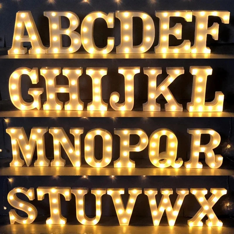 Decorative Letters Alphabet Letter LED Lights Luminous Number Lamp Decoration Battery Night Light Party Baby Bedroom Decoration