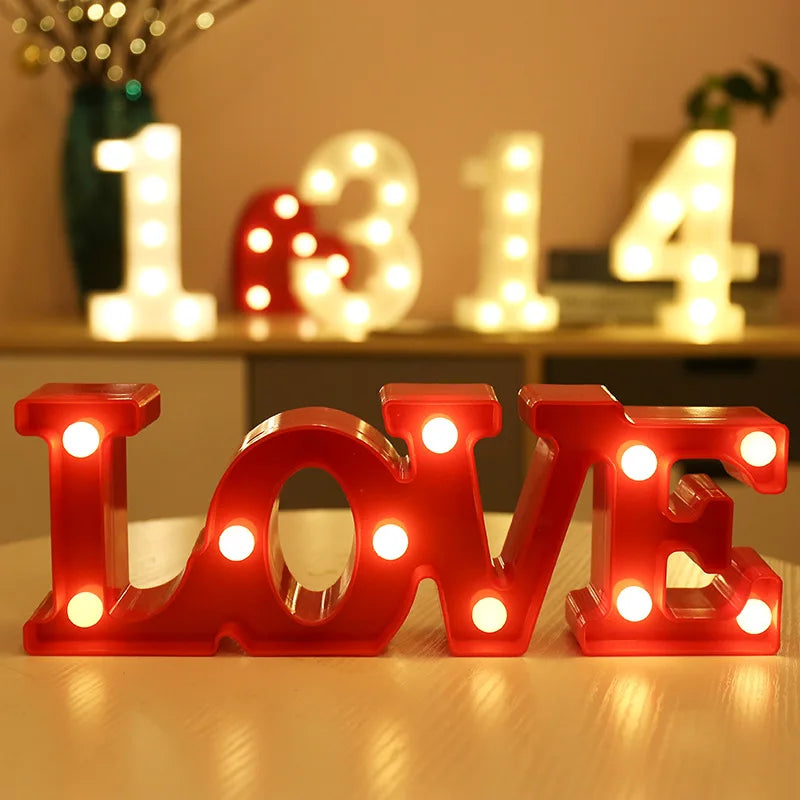 Decorative Letters Alphabet Letter LED Lights Luminous Number Lamp Decoration Battery Night Light Party Baby Bedroom Decoration