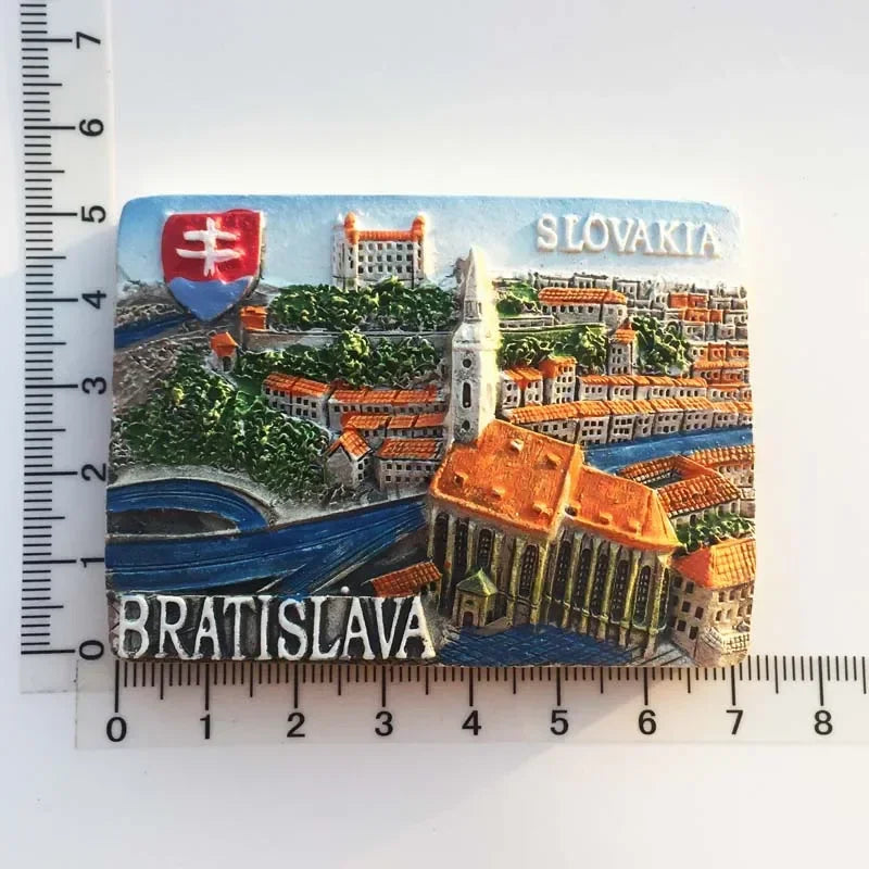 Slovak Fridge Magnets Capital Bratislava Slovakia Landmark Tourist Attractions Decorative Crafts Magnetic refrigerator sticker