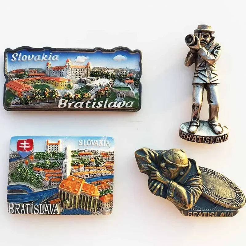 Slovak Fridge Magnets Capital Bratislava Slovakia Landmark Tourist Attractions Decorative Crafts Magnetic refrigerator sticker