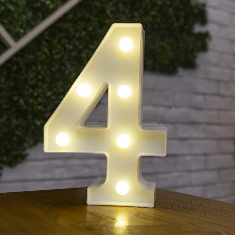 Decorative Letters Alphabet Letter LED Lights Luminous Number Lamp Decoration Battery Night Light Party Baby Bedroom Decoration