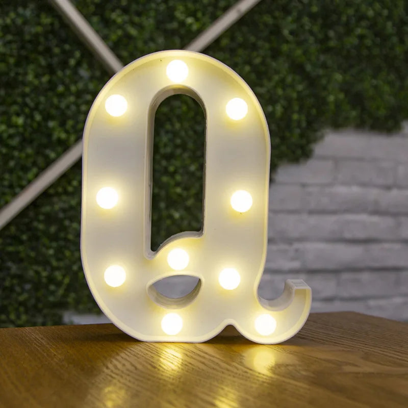 Decorative Letters Alphabet Letter LED Lights Luminous Number Lamp Decoration Battery Night Light Party Baby Bedroom Decoration