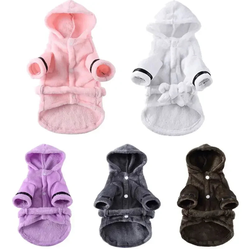 Pet Dog Bathrobe Dog Pajamas Sleeping Clothes Soft Pet Bath Drying Towel Clothes for for Puppy Dogs Cats Pet Nightwear