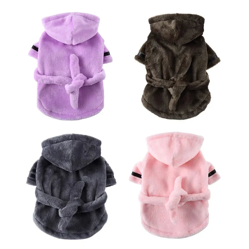 Pet Dog Bathrobe Dog Pajamas Sleeping Clothes Soft Pet Bath Drying Towel Clothes for for Puppy Dogs Cats Pet Nightwear