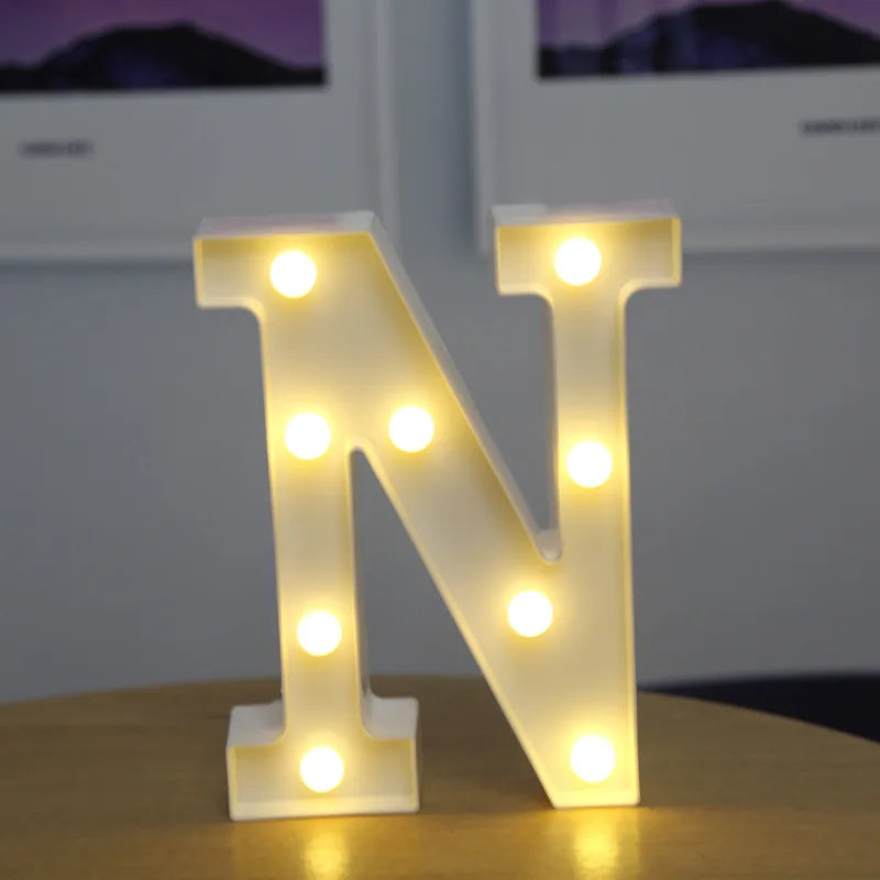 Decorative Letters Alphabet Letter LED Lights Luminous Number Lamp Decoration Battery Night Light Party Baby Bedroom Decoration