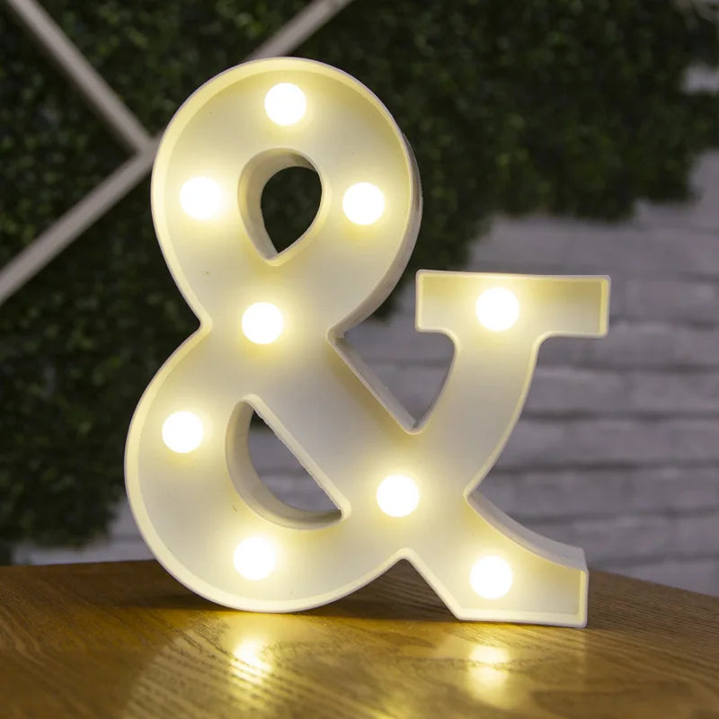 Decorative Letters Alphabet Letter LED Lights Luminous Number Lamp Decoration Battery Night Light Party Baby Bedroom Decoration